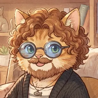 じょりじょりのアイコン（パーマとメガネの猫）